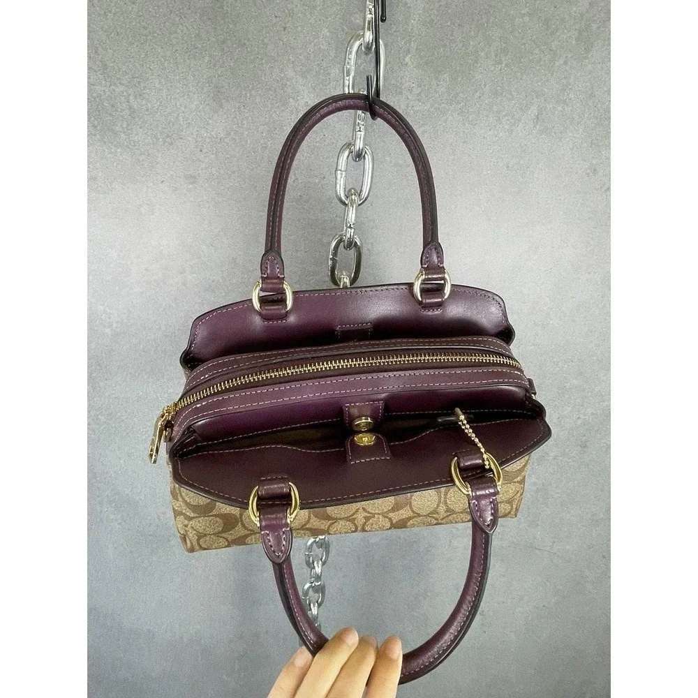 COACH LILLIE Mini Carryall Crossbody Signature Canvas Boysenberry 91494 $398